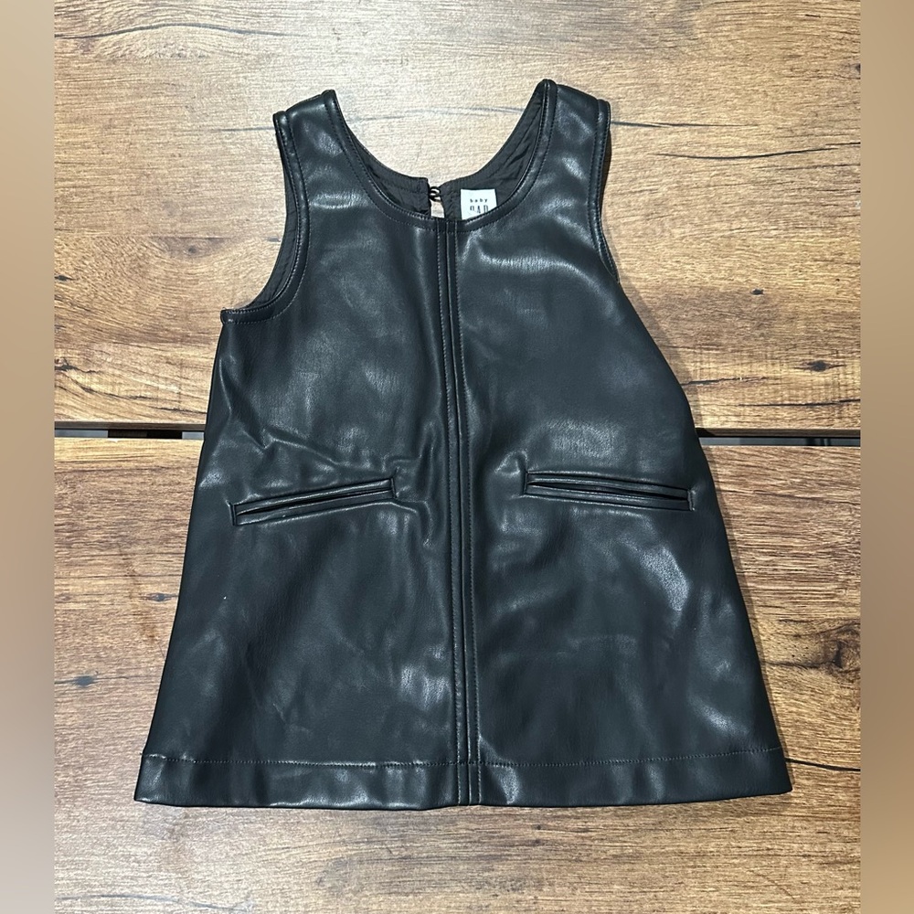 GAP Black Faux Leather Kids Dress